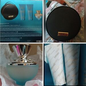 VERSACE 100ml×3 Dylan Turquoise Fragrance Gift Set W Round Beauty Cosmetic Case